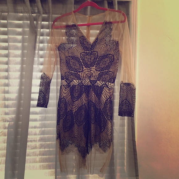 Black Eyelash Lace Overlay Dress