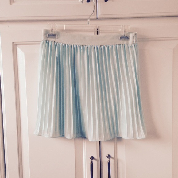 Ice Blue Pleated Skater Skirt