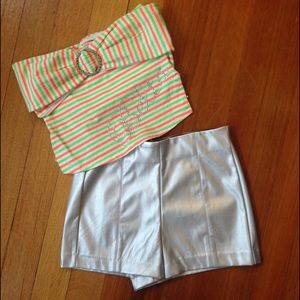SOLD! Silver high waist shorts
