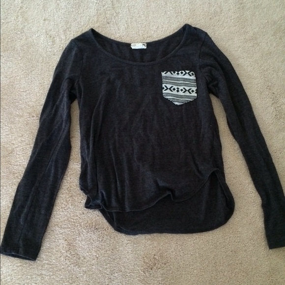 Grey Long Sleeve w/ Black and White Tribal Pocket