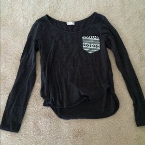 Grey Long Sleeve w/ Black and White Tribal Pocket