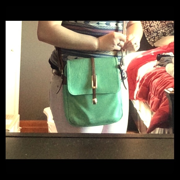 teal green messenger bag!