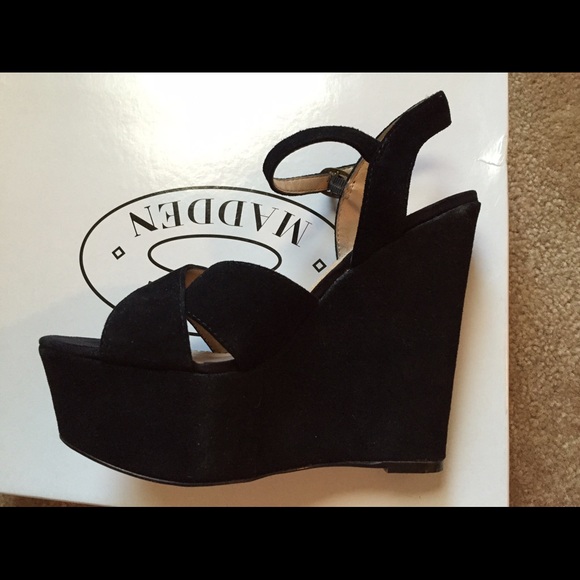 Black suede Steve Madden wedges