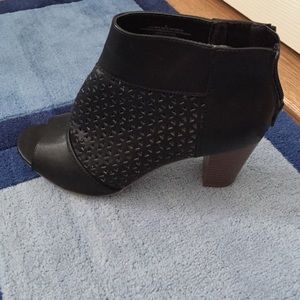 Black heel peep toe booties