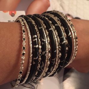 Black & Silver bangles set