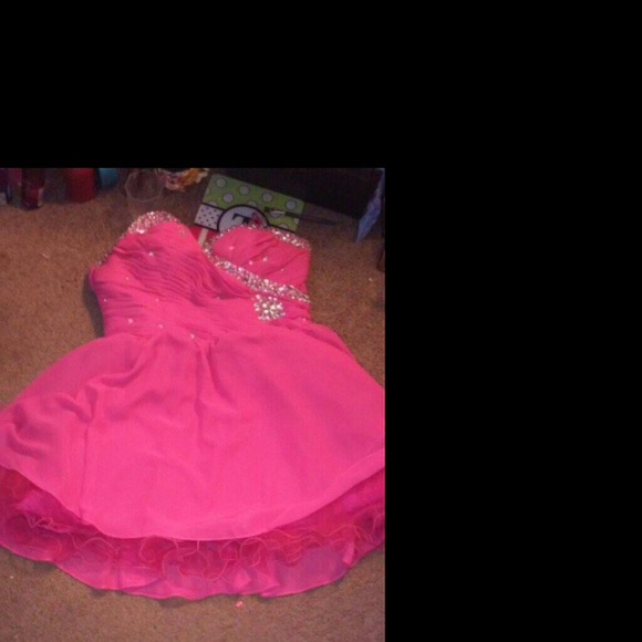 Pink short prom dress