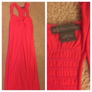 Armani Exchange Red Orange Mid length knee dress