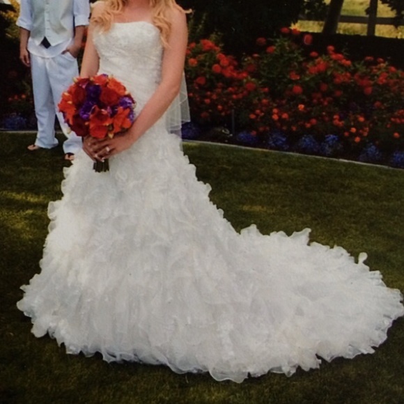 Beautiful beaded white and ivory wedding dress