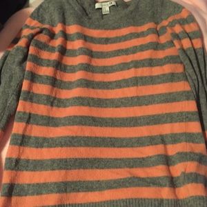 Coral Grey Striped Sweater
