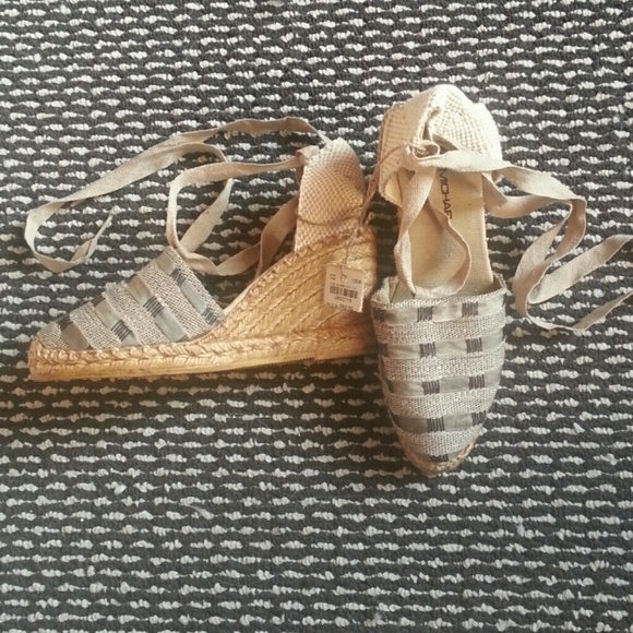 BRAND NEW Lace Up Taupe Espadrille Wedges!