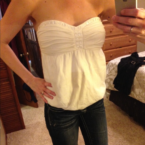 Cream embellished top