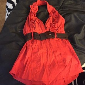 ❌ SOLD ❌Red halter top, with buttons