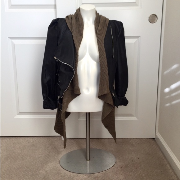 ANGL Jackets & Blazers - Leather jacket w/ hoodie. Detachable. Cut seam