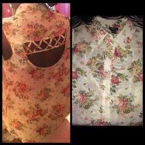 Cute floral , back cut out , button down 🌺