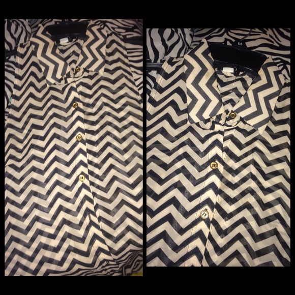 cute , high low , cheveron print button down 💗