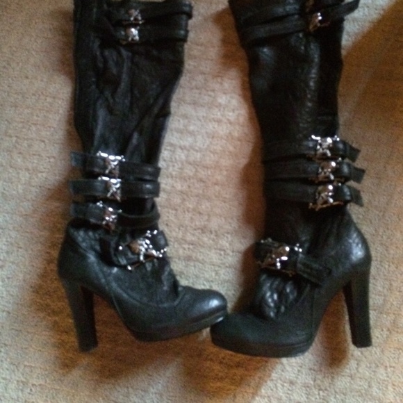 thomas wylde Boots - Thomas wylde black leather skull boots