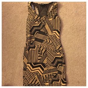 black and gold printed dress forever 21