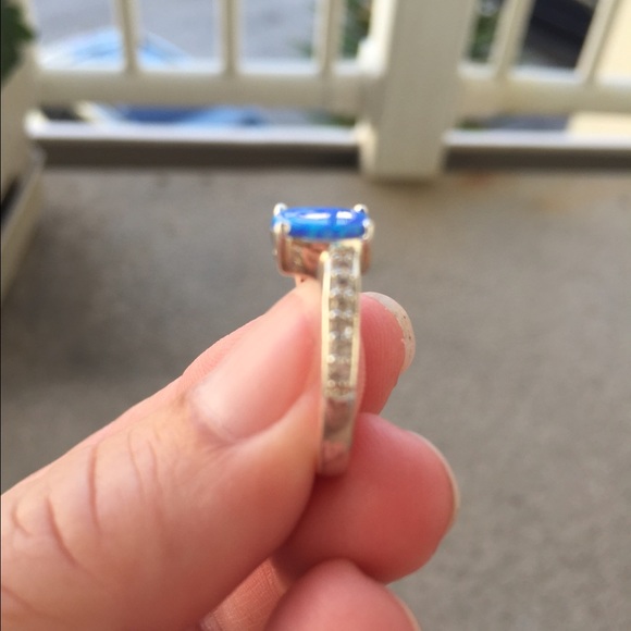 Opal ring with white topaz - Picture 3 of 3