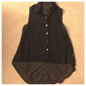 Sleeveless chiffon black top