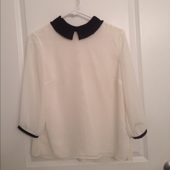 Ted Baker Pleated Blouse with Contrast Collar