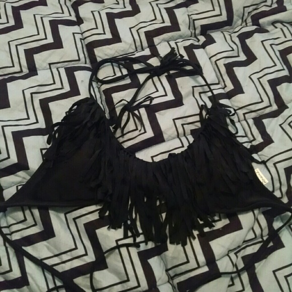 Black fringe bikini top