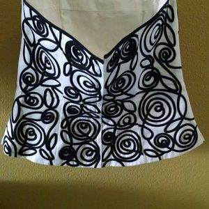 Strapless black brocade bustier top