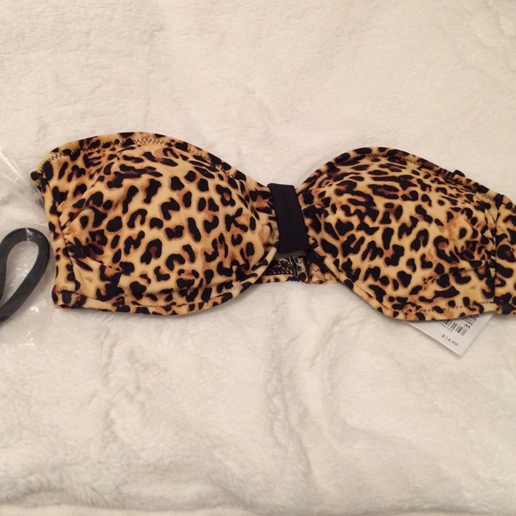 Leopard strapless bikini top