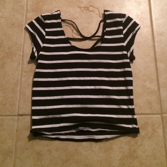 black and white striped crop top