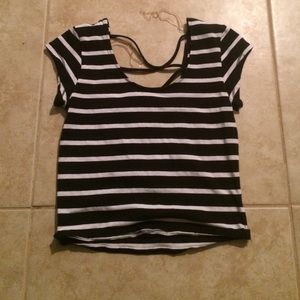 black and white striped crop top