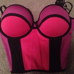 Pink purple and black bralette crop top
