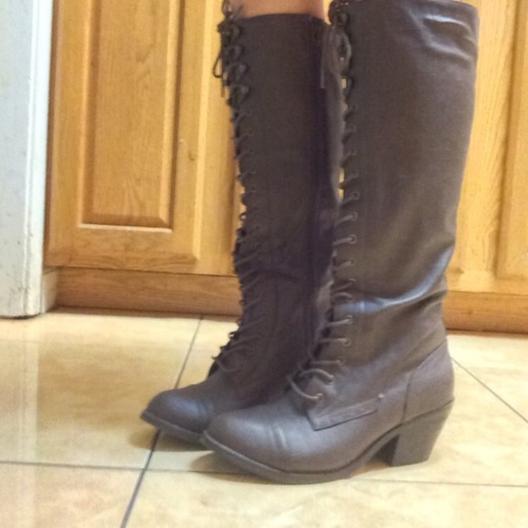 Brown lace up boots