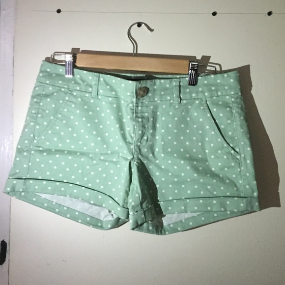 Mint green polka dot shorts