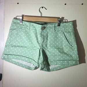 Mint green polka dot shorts