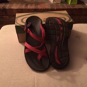 Red-orange Chaco Flip Flops