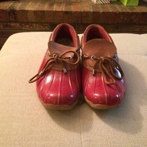 Red Sperry Duck Slip-on Shoes