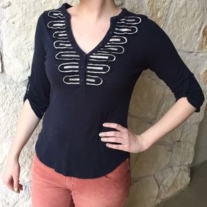 Navy/Silver Military C. Keer Top
