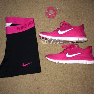 Pink Nike Free Running Shoes
