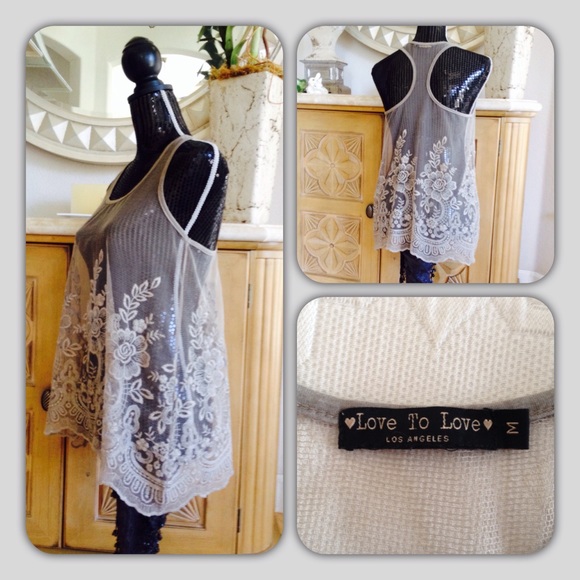 🎉Host Pick 🎉 NWOT Mesh Embroidered T-Top Tank - Picture 2 of 4