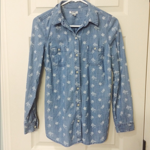 Old Navy Floral Chambray button up