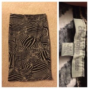 High-waisted black/beige pencil skirt