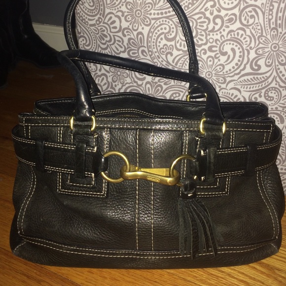AUTHENTIC Black Leather Coach Bag