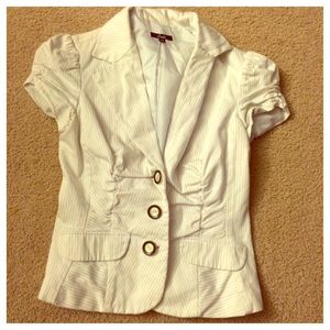 Three button white jacket with black stripes