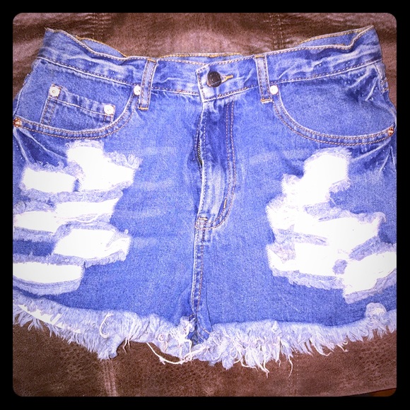 High waisted denim shorts