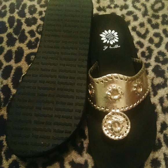 Yellow box flip flops