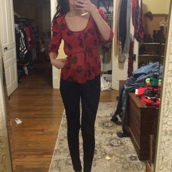 Sheer red blouse