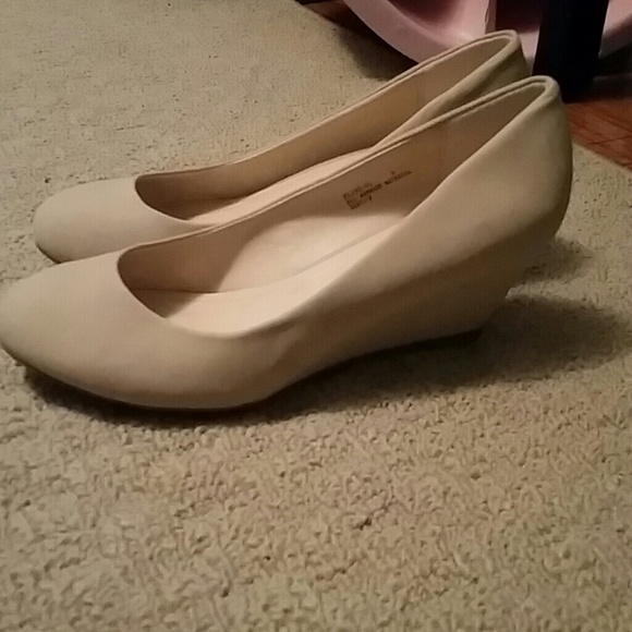 Nude Low Heel Wedges