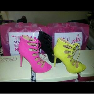 Lime Lace Up Open Toe Shoes