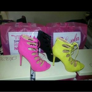 Black Lace Up Opem Toe Shoes