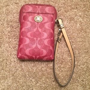 Coach magenta phone wallet wristlet