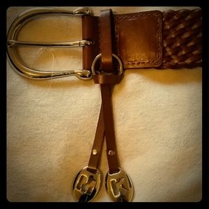 Genuine Michael Kors brown braided leather belt